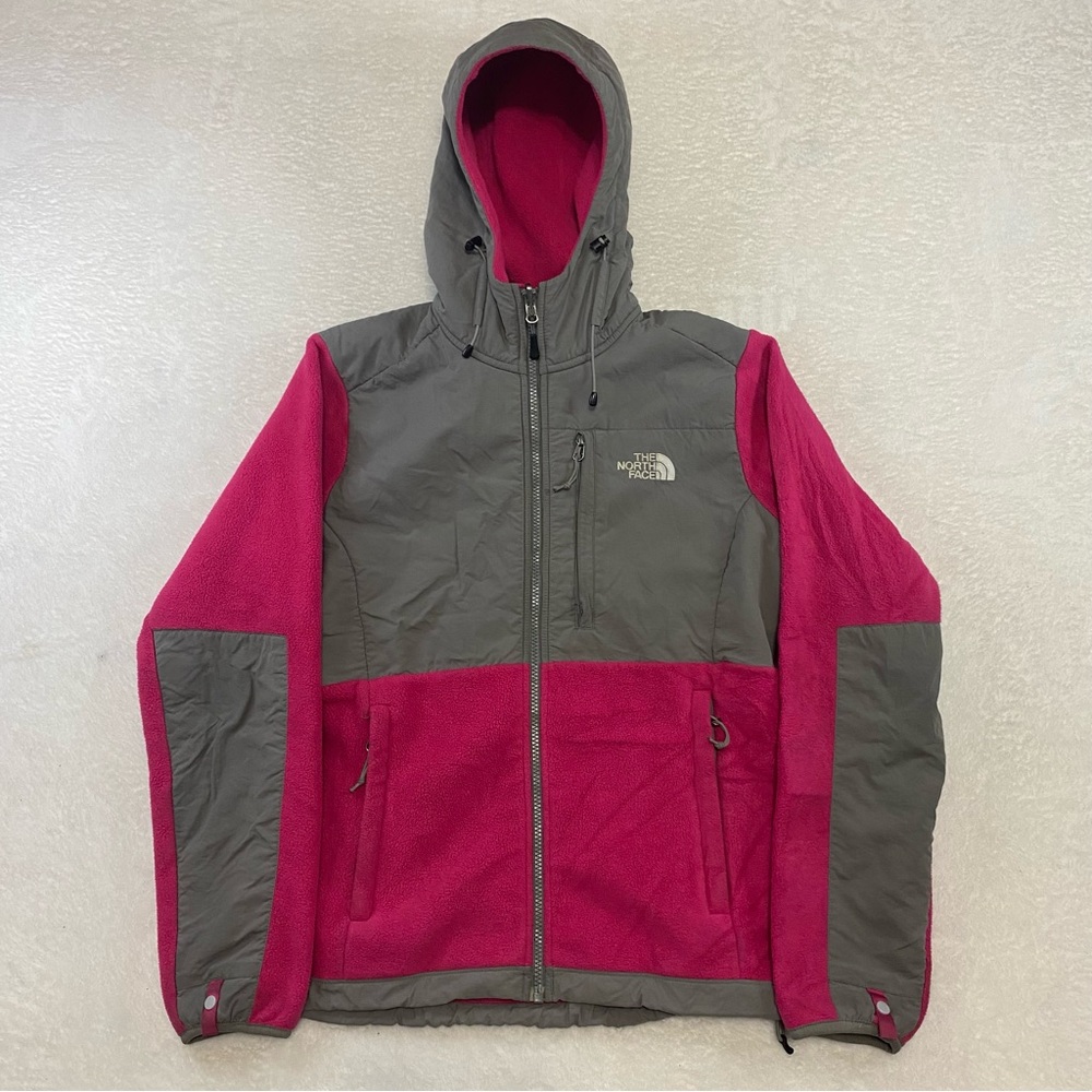 The North Face Denali Fleece Polartec Jacket Hooded Pink Gray Full Zip M